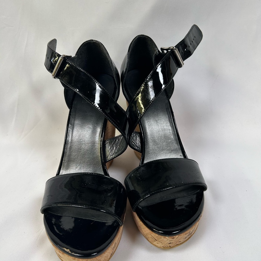 Stuart Weitzman Open Toe Cork Wedge Shoe Size 8 B… - image 4